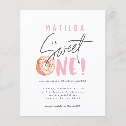 Donut liefje 1e verjaardag uitnodiging (Voorkant)