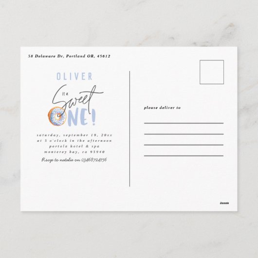 Donut liefje 1e verjaardag uitnodiging (Achterkant)