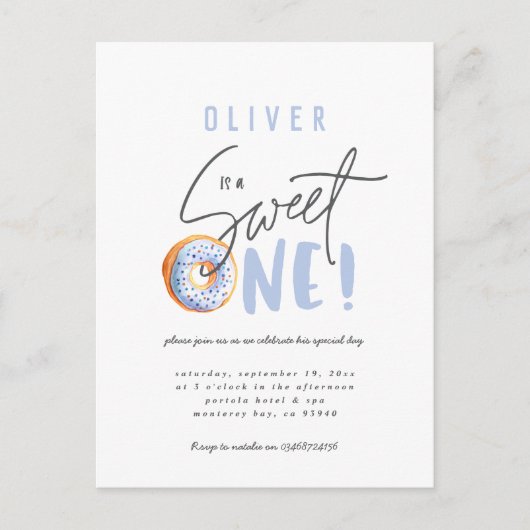 Donut liefje 1e verjaardag uitnodiging (Voorkant)