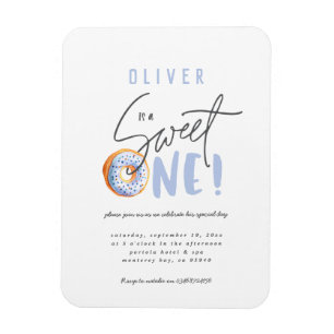 Donut liefje 1e verjaardag uitnodiging magneet