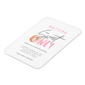 Donut liefje 1e verjaardag uitnodiging magneet (Linkerzijde)