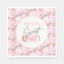 Donut liefje 1e verjaardag uitnodiging servet