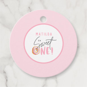 Donut liefje één op de eerste verjaardag bedankjes labels