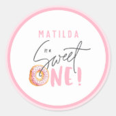 Donut liefje één op de eerste verjaardag ronde sticker (Voorkant)