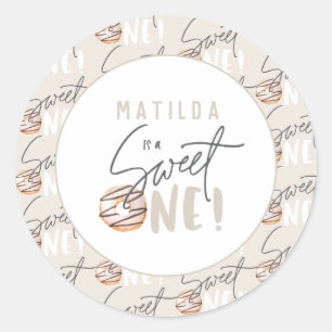 Donut liefje één op de eerste verjaardag ronde sticker