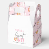 Donut liefje één roze 1e verjaardag bedankdoosjes (Geopend)