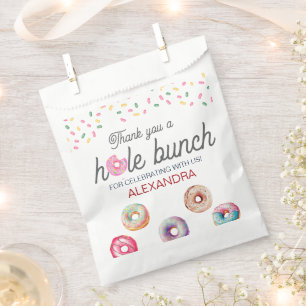 Donut liefje één roze 1e verjaardag bedankzakje
