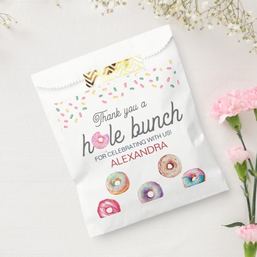 Donut liefje één roze 1e verjaardag bedankzakje (Gezegeld)