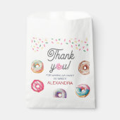 Donut liefje één roze 1e verjaardag bedankzakje (Voorkant)