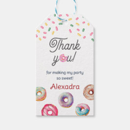 Donut liefje één roze 1e verjaardag cadeaulabel