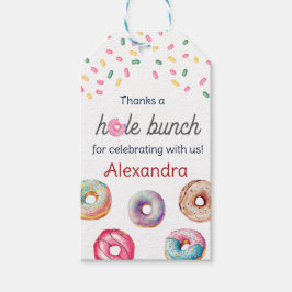 Donut liefje één roze 1e verjaardag cadeaulabel