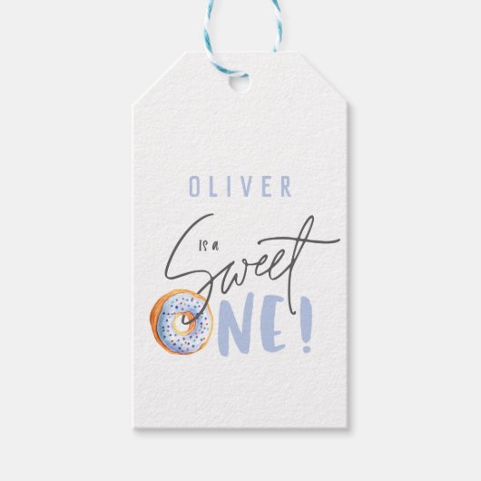 Donut liefje op 1e verjaardag cadeaulabel (Voorkant)