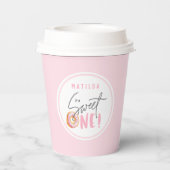 Donut liefje op 1e verjaardag papieren bekers (Achterkant)