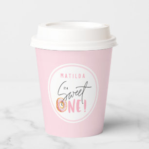 Donut liefje op 1e verjaardag papieren bekers
