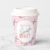 Donut liefje op 1e verjaardag papieren bekers (Achterkant)