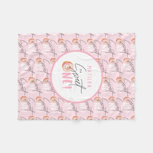 Donut liefje op het eerste verjaardag fleece deken (Voorkant (Horizontaal))