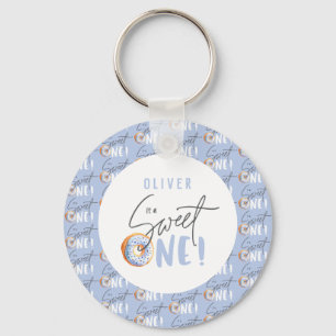 Donut liefje op het eerste verjaardagsfeest sleutelhanger