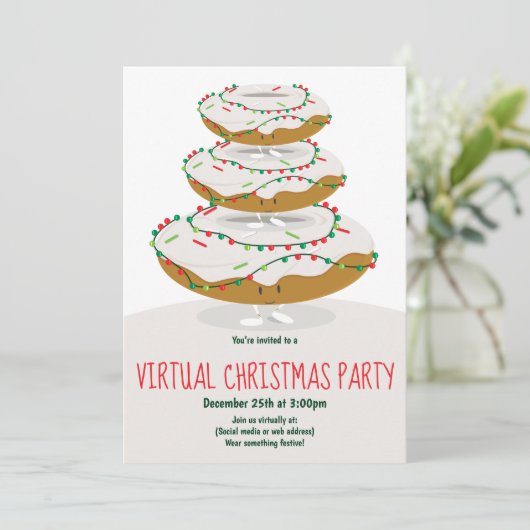 Donut Lights White, virtueel kerstfeest Kaart (Staand voorkant)