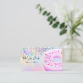 donut logo faux pastel glitter  visitekaartje (Staand voorkant)