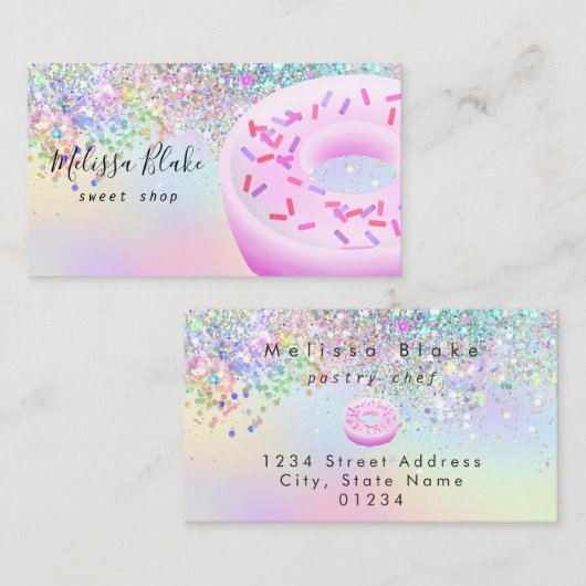 donut logo namaak pastel glitters  visitekaartje (Voorkant / Achterkant)