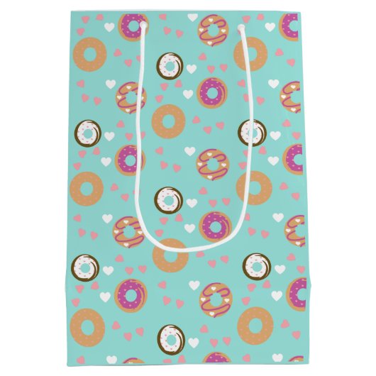 Donut Love Valentijnsdag Harts Pink Blauwgroen Medium Cadeauzakje (Achterkant)