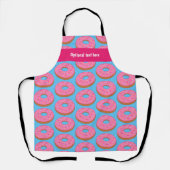Donut Lover Roze Ring Grafisch op Blauw/Aangepast Schort (Voorkant)