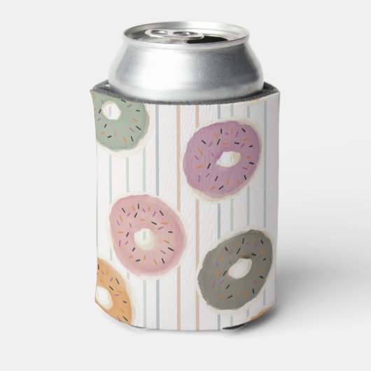 Donut Lover's Pattern - Pastelstrooien & Strepen Blikjeskoeler (Blikje Achterkant)