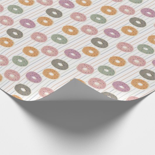 Donut Lover's Pattern - Pastelstrooien & Strepen Cadeaupapier (Hoek)