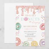 Donut & Luier Baby Sprinkle Feest Kaart (Voorkant / Achterkant)