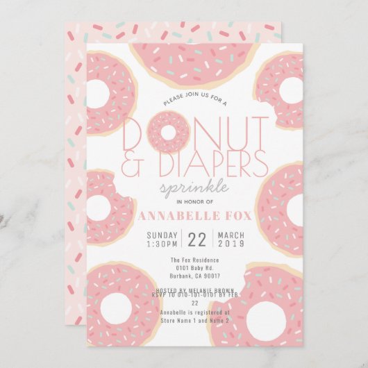 Donut & luiers Baby shower Kaart (Voorkant / Achterkant)