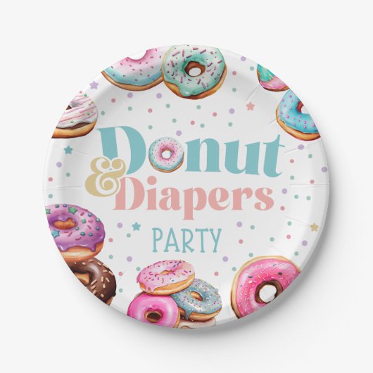 Donut & Luiers Baby shower Party Paper Bord (Voorkant)