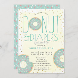 Donut & Luiers Sprinkle Groen Goud Baby shower Kaart