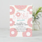 Donut & Luiers Sprinkle Pink Drive-by Baby shower Kaart (Staand voorkant)