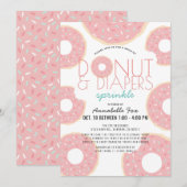 Donut & Luiers Sprinkle Pink Drive-by Baby shower Kaart (Voorkant / Achterkant)