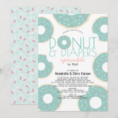 Donut & Luiers Strooi Mint Baby shower per Mail Kaart (Voorkant / Achterkant)
