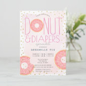 Donut & Luiers Strooi Roze Goud Baby shower Kaart (Staand voorkant)
