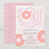 Donut & Luiers Strooi Roze Goud Baby shower Kaart (Voorkant / Achterkant)