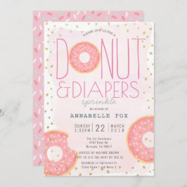 Donut & Luiers Strooi Roze Goud Baby shower Kaart