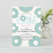 Donut & Luiers Strooien Mint Drive-by Baby shower Kaart (Staand voorkant)