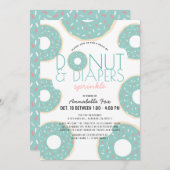 Donut & Luiers Strooien Mint Drive-by Baby shower Kaart (Voorkant / Achterkant)