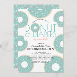 Donut & Luiers Strooien Mint Drive-by Baby shower Kaart