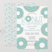Donut & Luiers Strooien Mint Groen Baby shower Kaart (Voorkant / Achterkant)