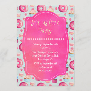 Donut Macarons en Cupcake Generic Party Uitnodigen Kaart