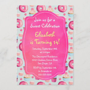 Donut macarons en cupcake patroon verjaardag uitno kaart