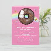 Donut magische regenboog roze vlinder elke leeftij kaart (Staand voorkant)