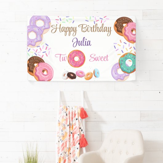 Donut meisje 2e verjaardag spandoek (Insitu)