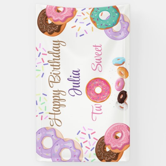 Donut meisje 2e verjaardag spandoek (Verticaal)