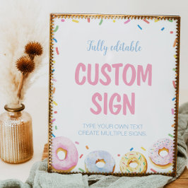 Donut Meisje Verjaardag Party Tafel Teken Poster