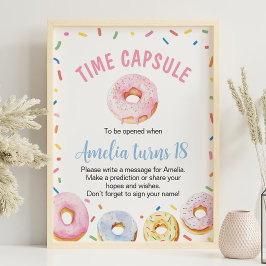 Donut Meisje Verjaardag Tijd Capsule teken Poster