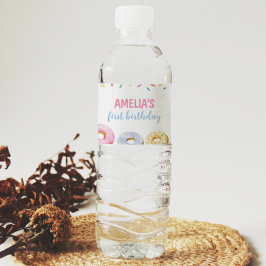 Donut Meisje Verjaardag Water Fles Label Waterfles Etiket
